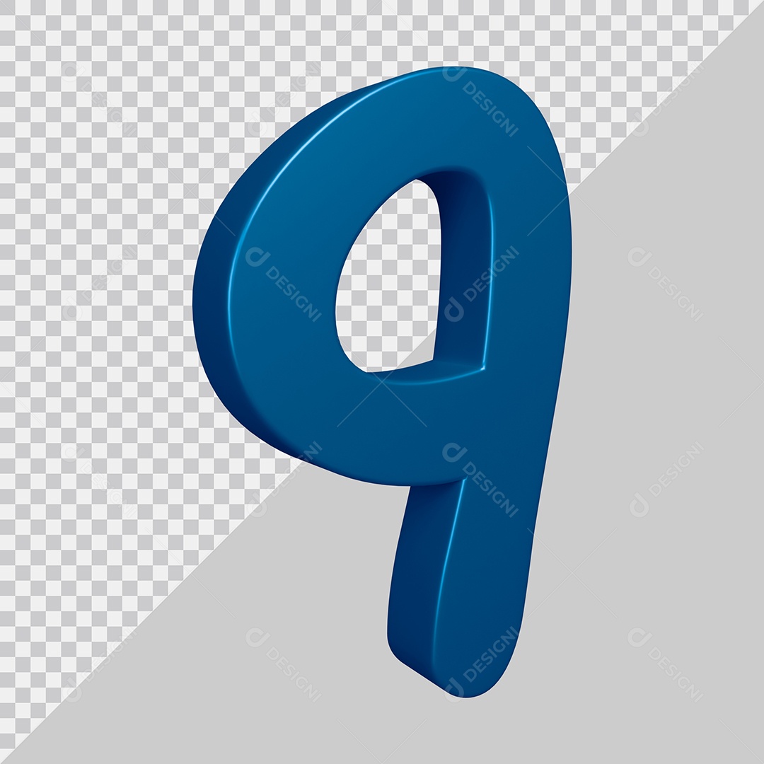 Elemento 3D Para Composição Número 9 Azul PSD