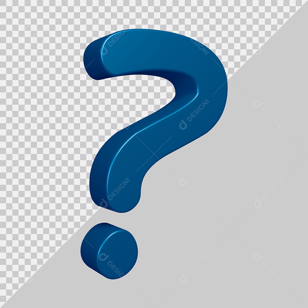 Elemento 3D Para Composição Símbolo de ponto de interrogação Azul PSD
