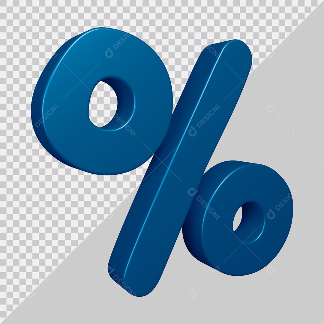 Elemento 3D Para Composição Símbolo de Porcentagem Azul PSD