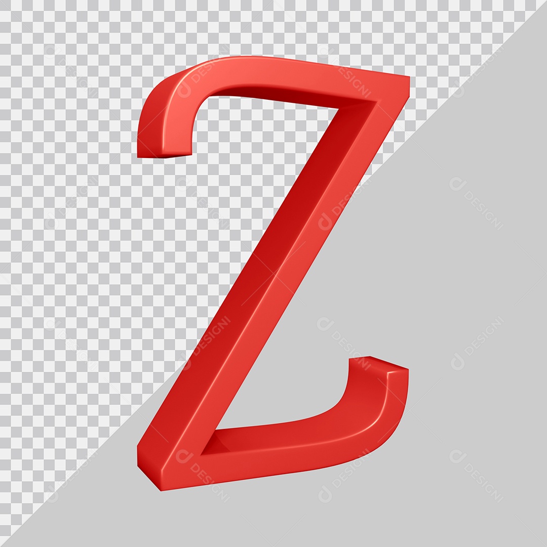 Elemento 3D Para Composição Letra Z Vermelha PSD