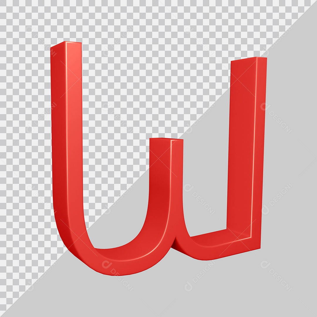 Elemento 3D Para Composição Letra W Vermelha PSD