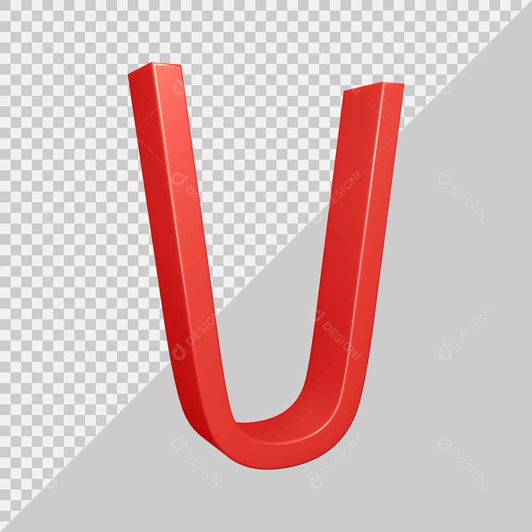 Elemento 3D Para Composição Letra V Vermelha PSD