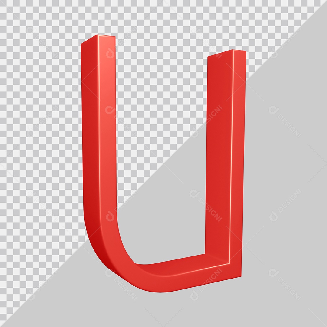 Elemento 3D Para Composição Letra U Vermelha PSD