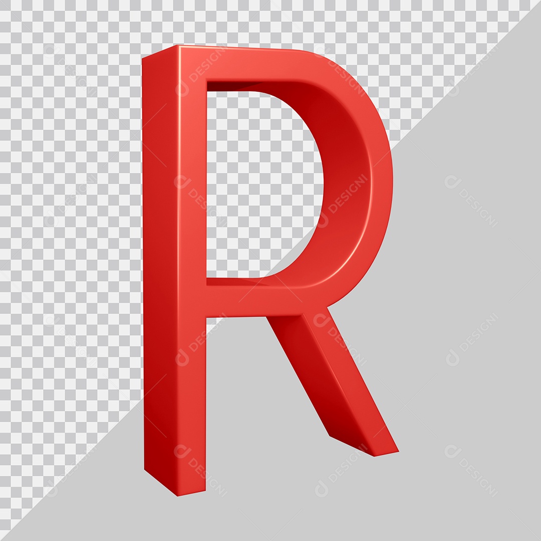 3D Element For Composition Letter R Red PSD