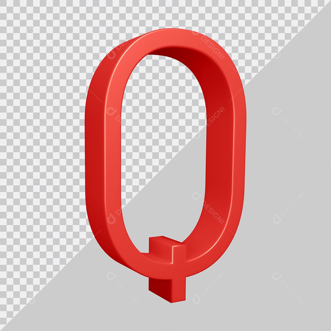 Elemento 3D Para Composição Letra Q Vermelha PSD