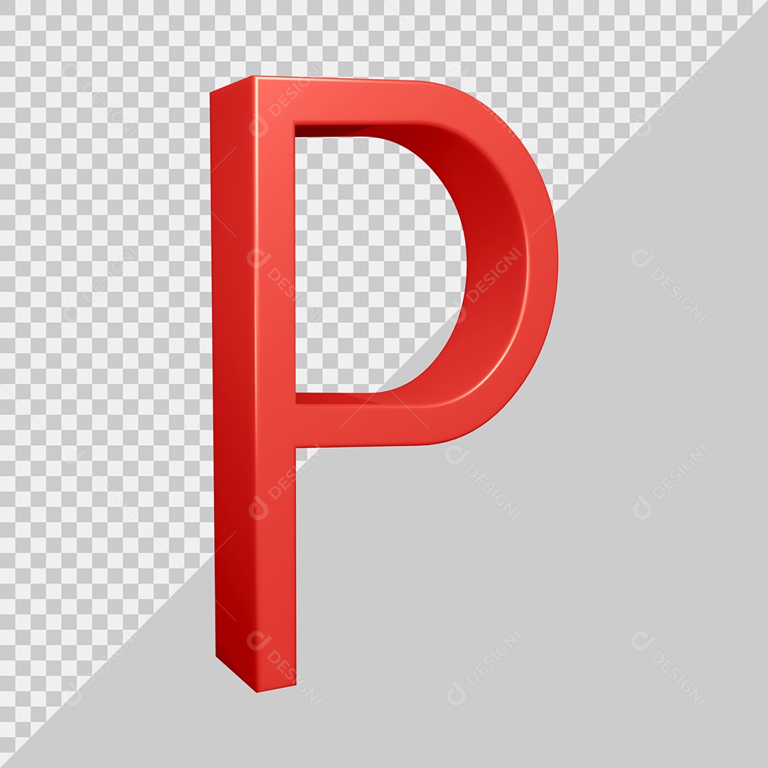 Elemento 3D Para Composição Letra P Vermelha PSD