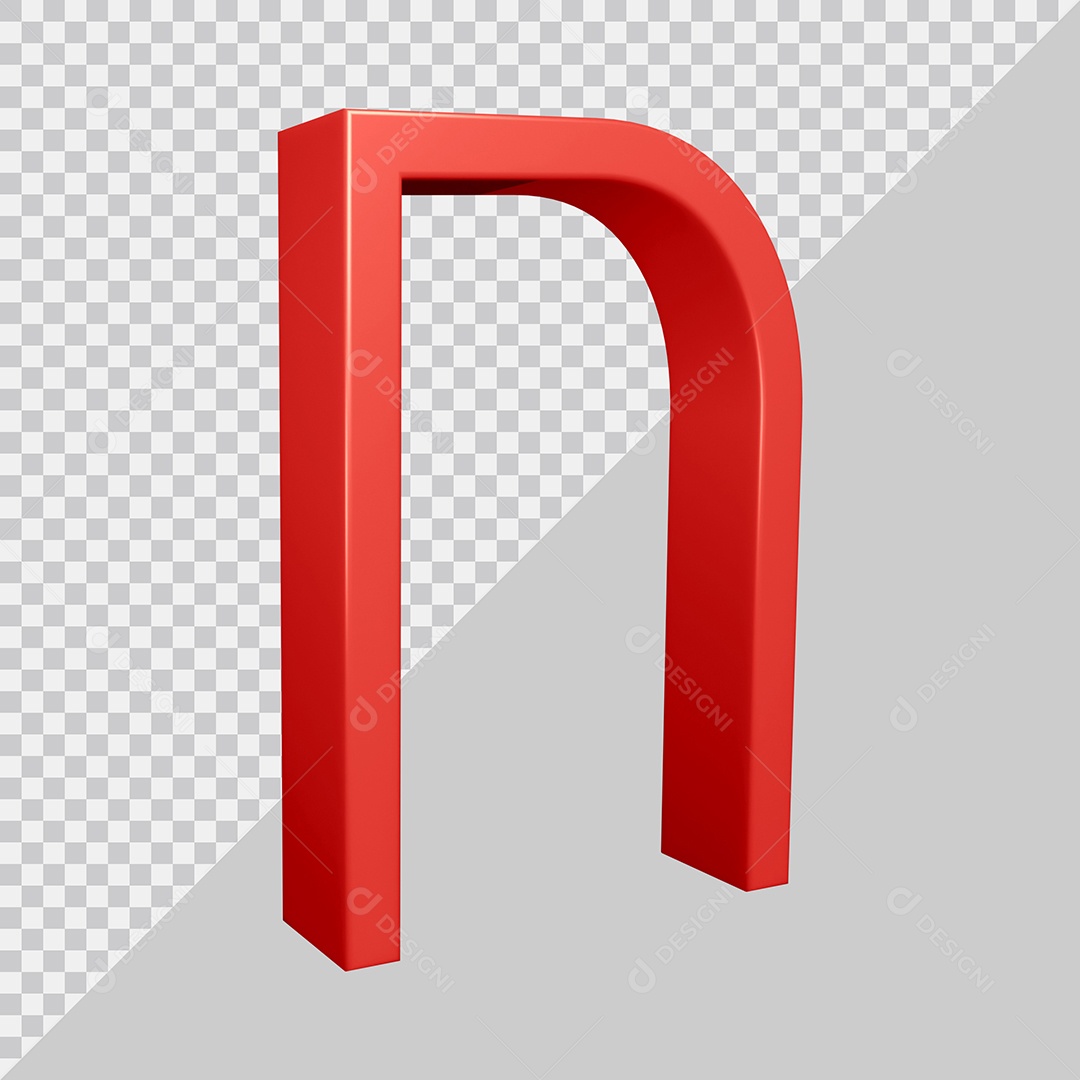 Elemento 3D Para Composição Letra N Vermelha PSD