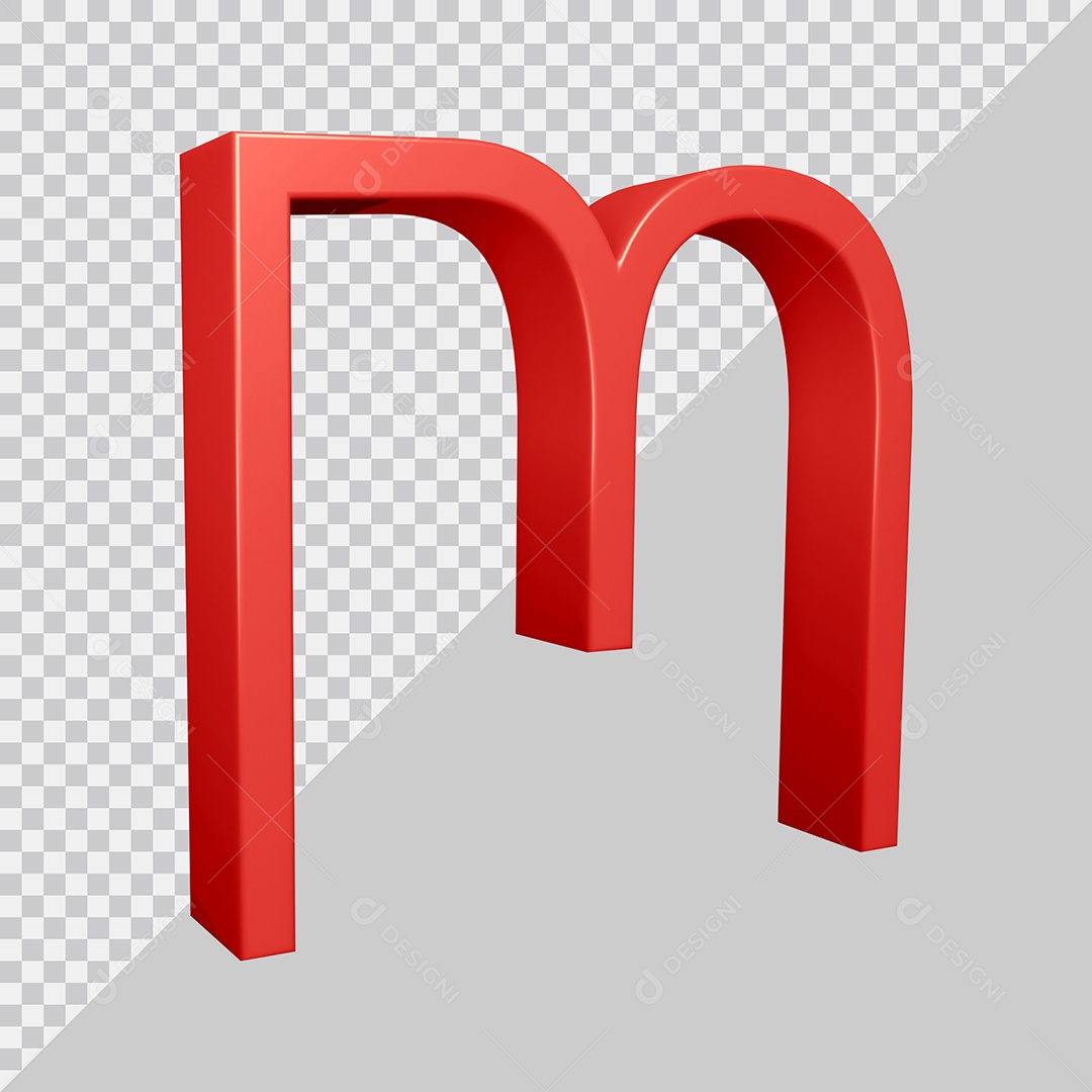 Elemento 3D Para Composição Letra M Vermelha PSD