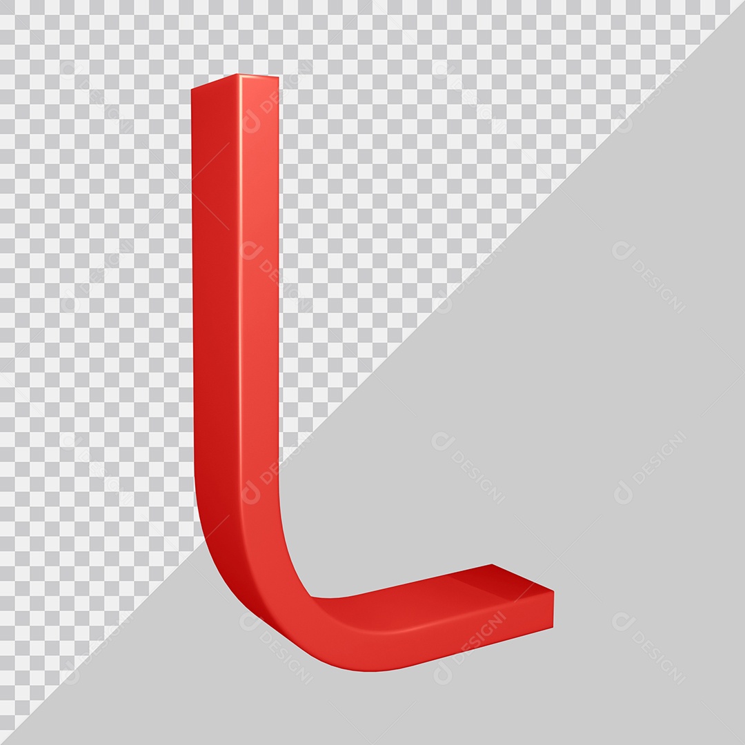 Elemento 3D Para Composição Letra L Vermelha PSD