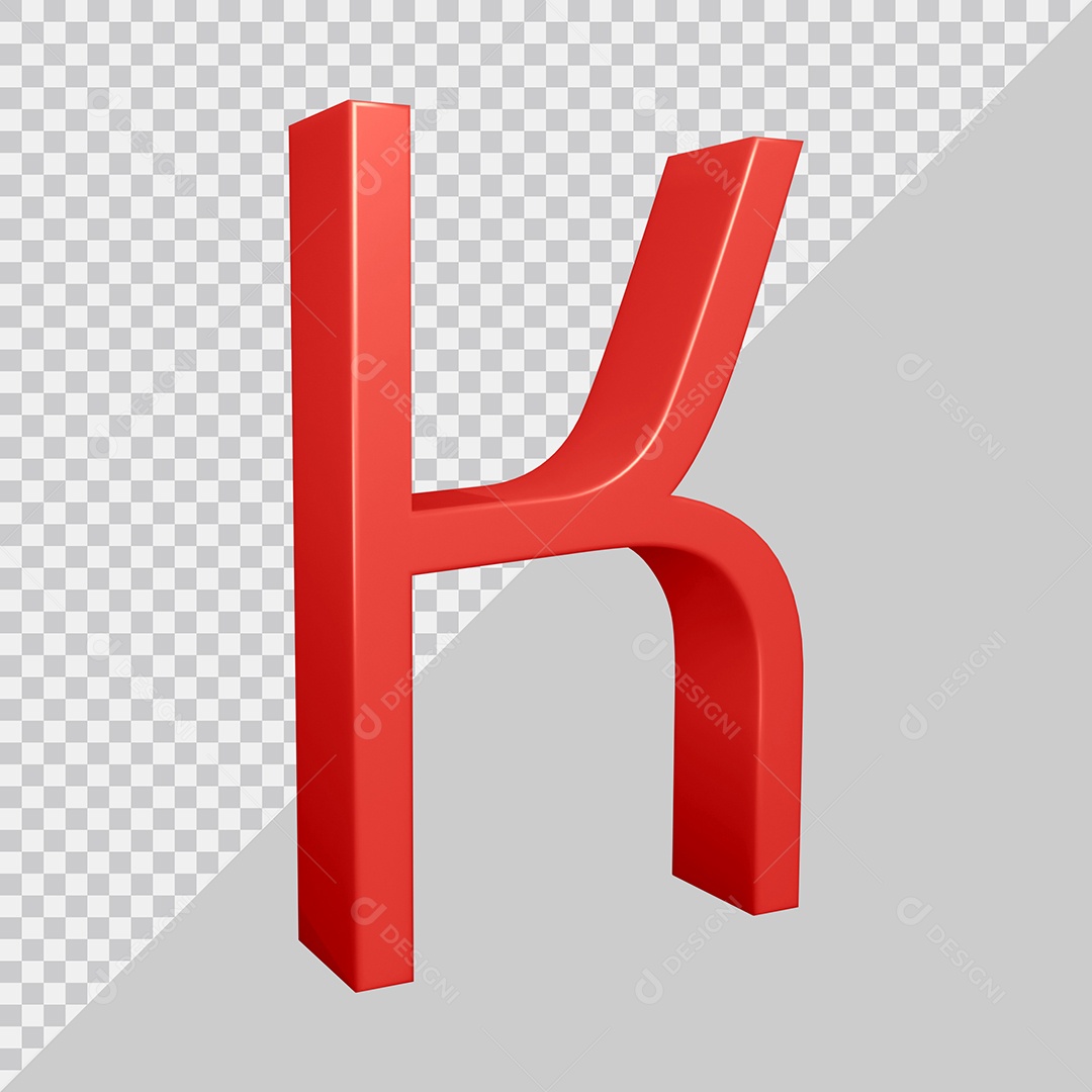 Elemento 3D Para Composição Letra K Vermelha PSD