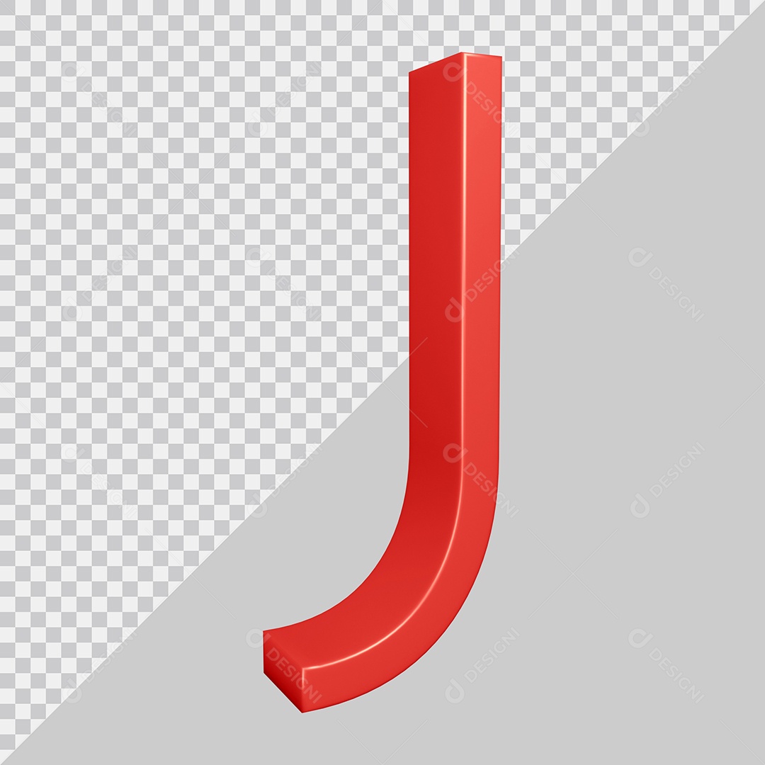 Elemento 3D Para Composição Letra J Vermelha PSD