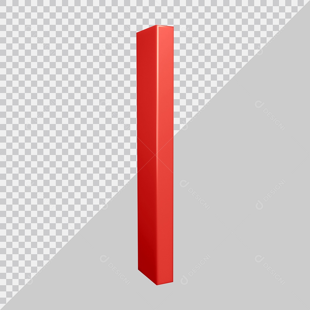 Elemento 3D Para Composição Letra I Vermelha PSD