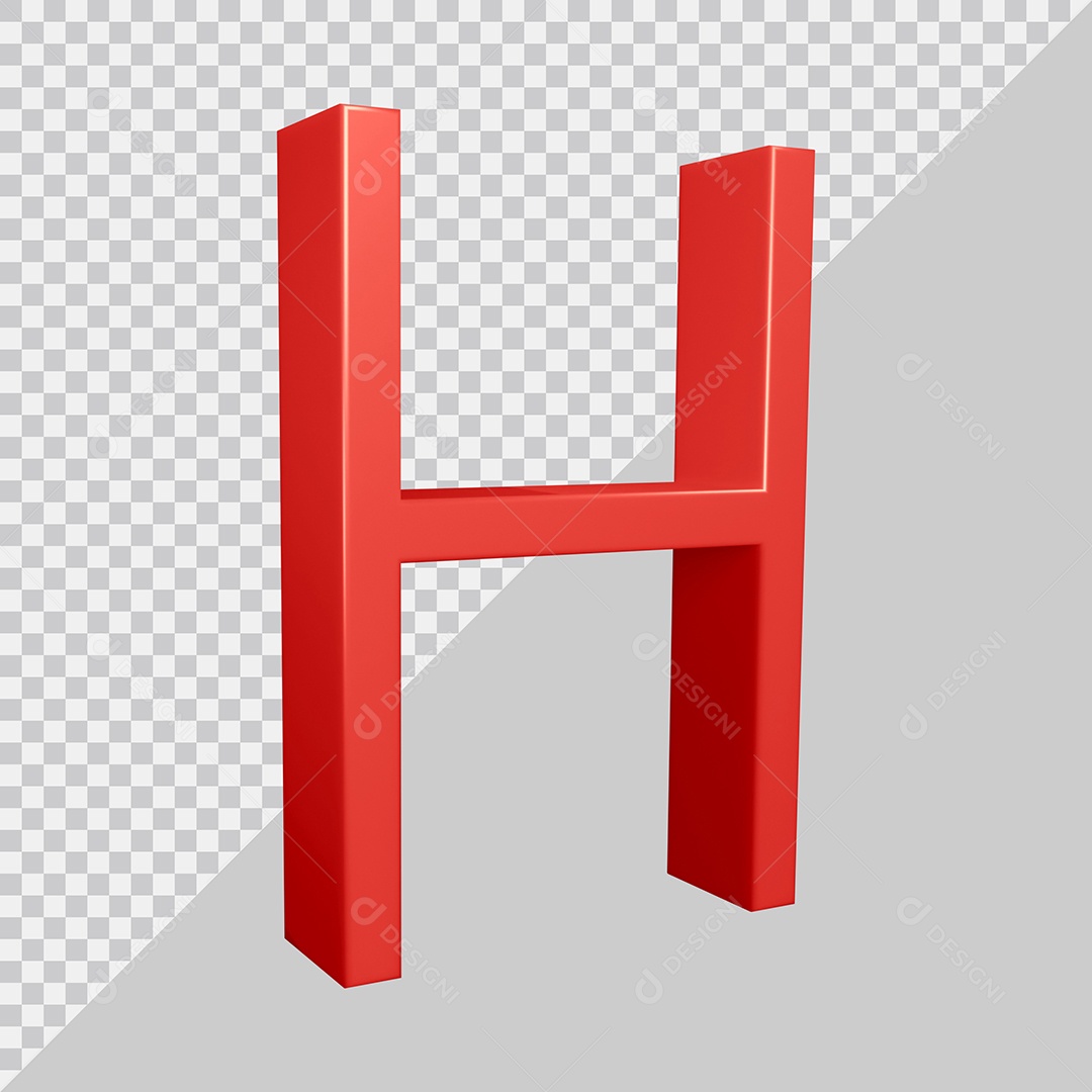 Elemento 3D Para Composição Letra H Vermelha PSD