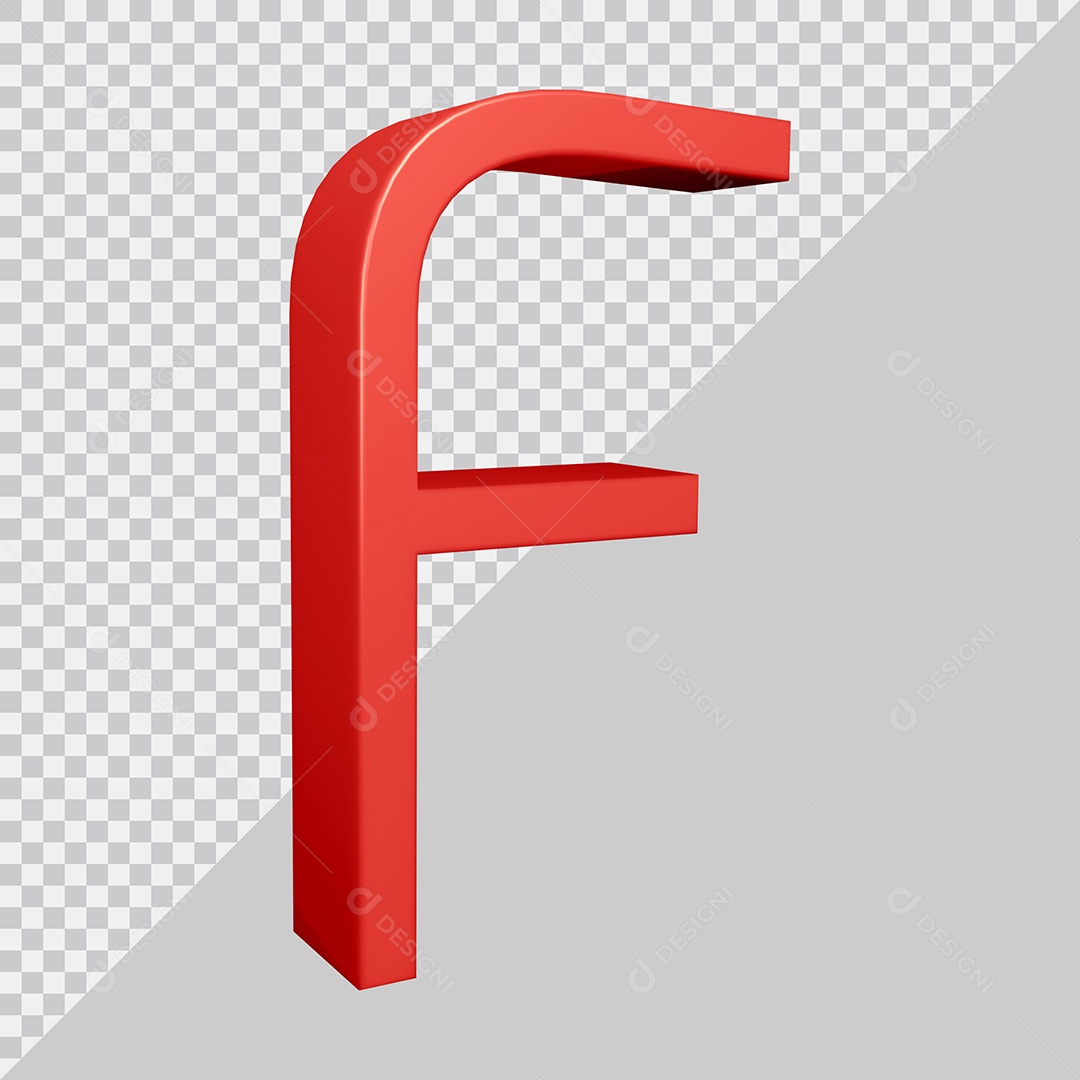 Elemento 3D Para Composição Letra F Vermelha PSD