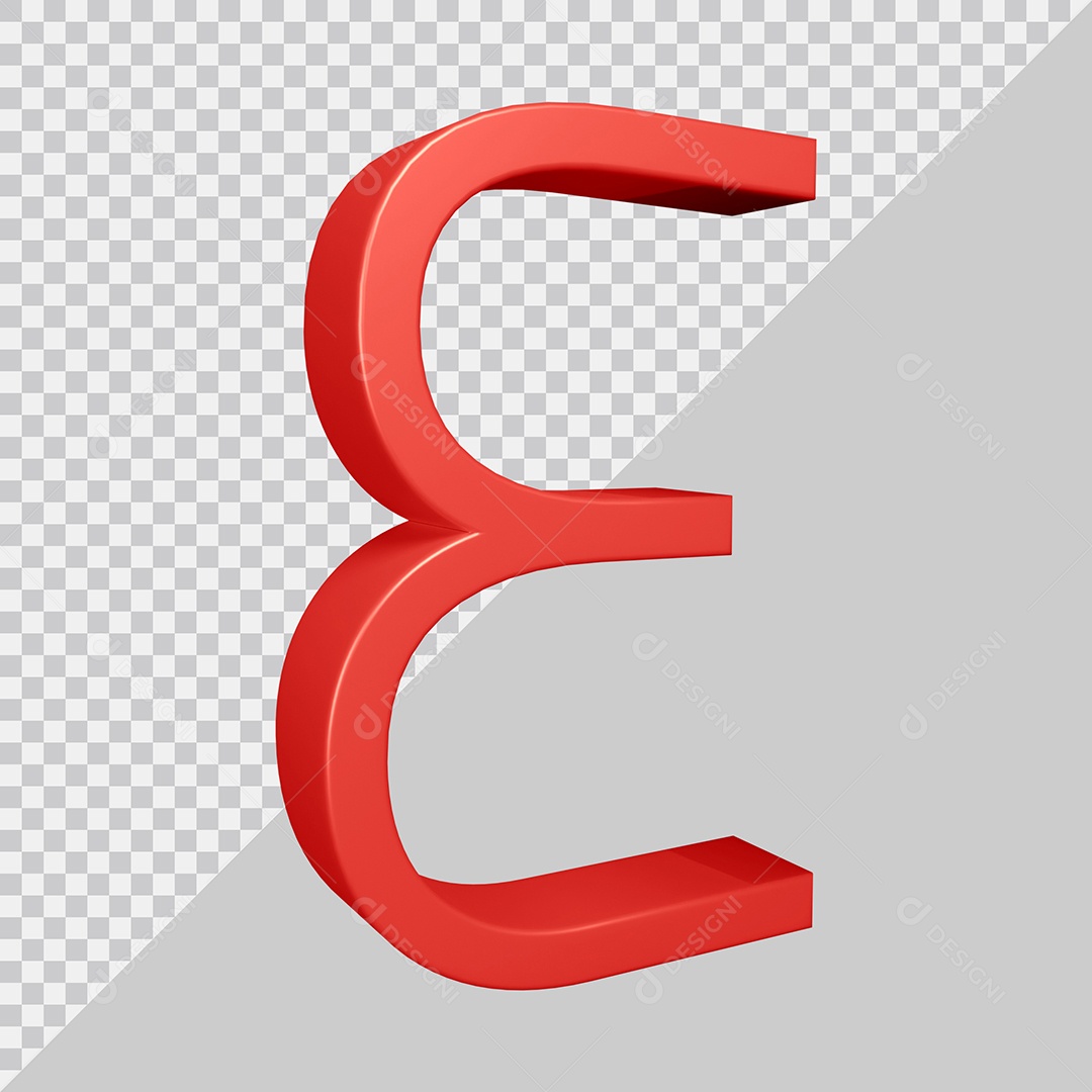 Elemento 3D Para Composição Letra E Vermelha PSD