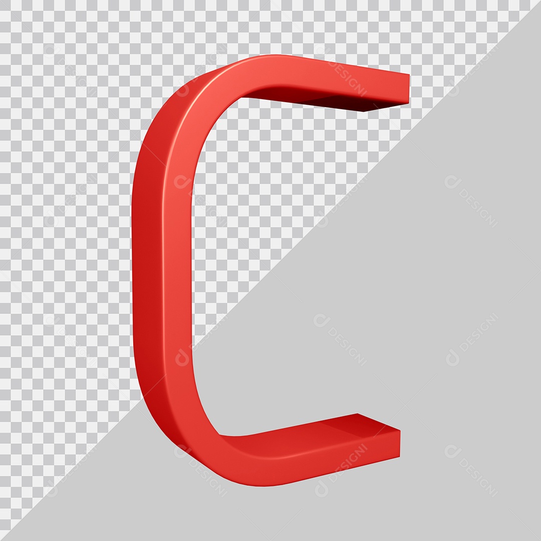 Elemento 3D Para Composição Letra C Vermelha PSD