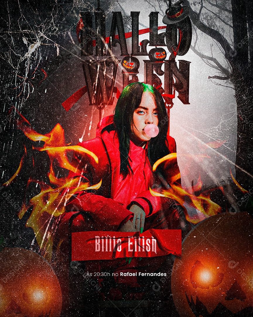 Halloween Billie Eilish Flyer Social Media PSD Editável