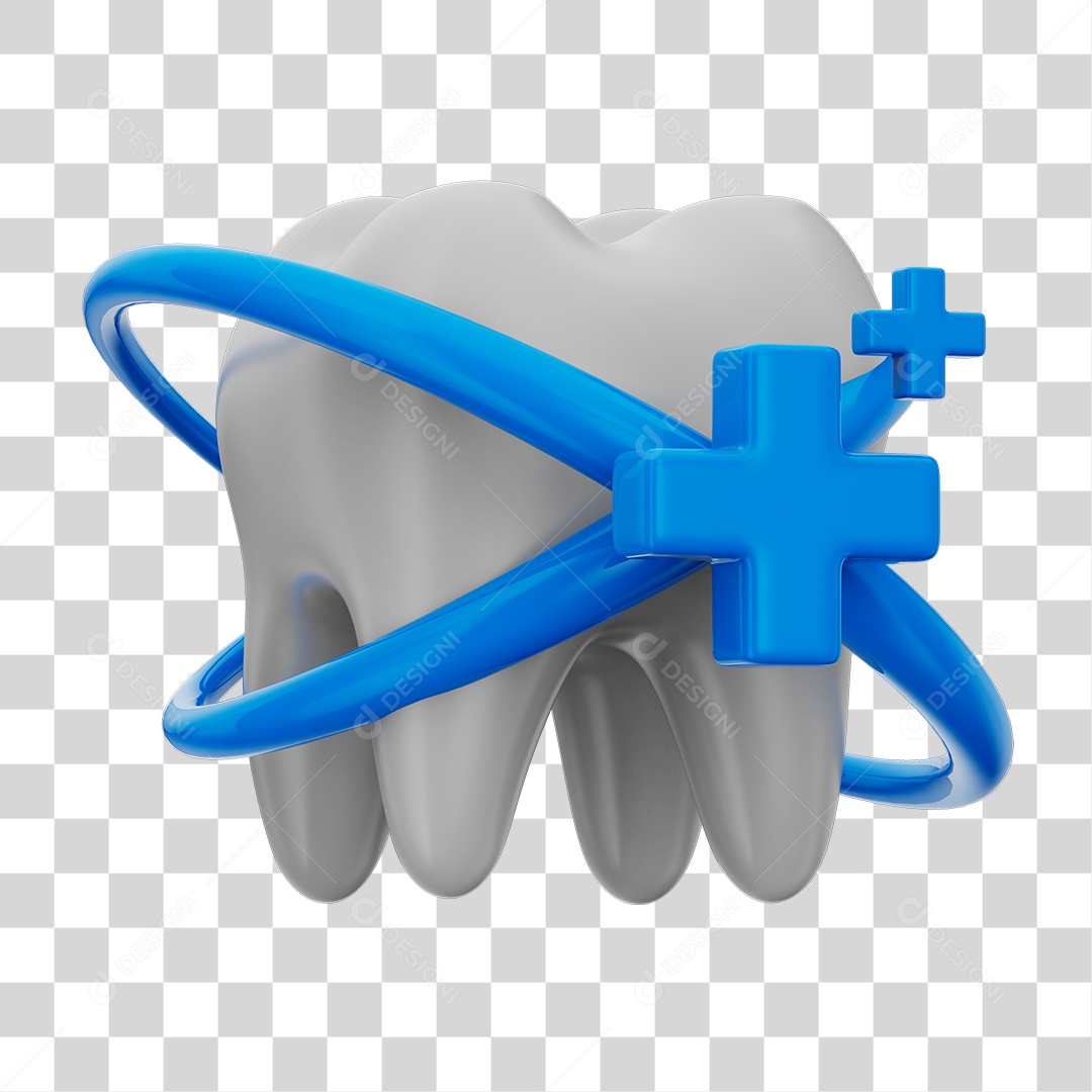 Dente Branco Conceito Dia do Dentista Elemento 3D PNG