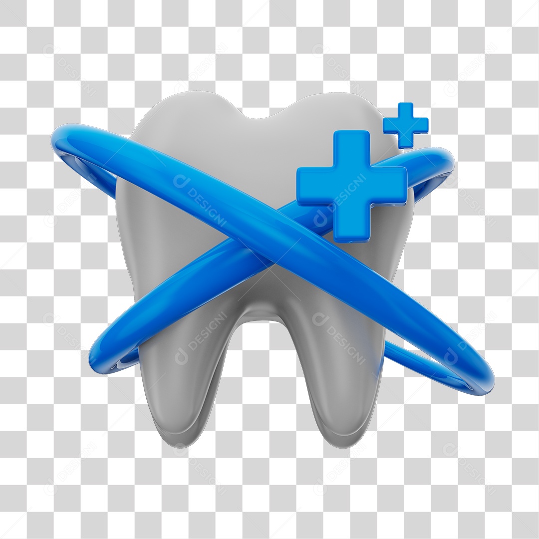 Dente Branco Conceito Dia do Dentista Elemento 3D PNG