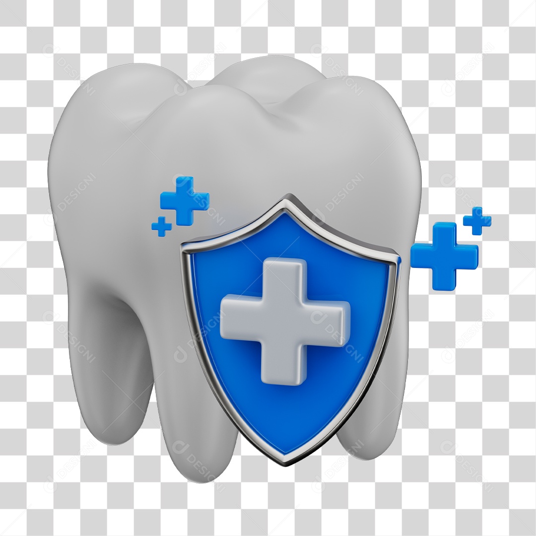 Dente Branco Conceito Dia do Dentista Elemento 3D PNG
