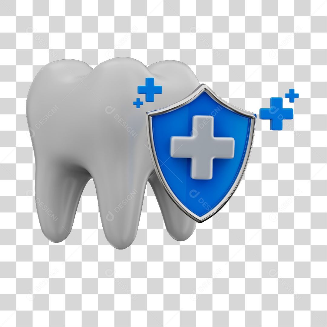 Dente Branco Conceito Dia do Dentista Elemento 3D PNG