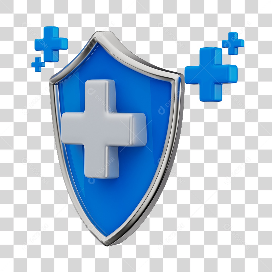 Elemento 3D Brasão Com Sinal de + Mais Conceito Dia do Dentista PNG