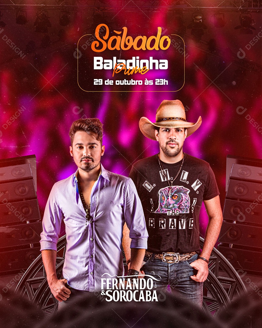 Flyer Show Baladinha Prime Fernando & Sorocaba Social Media PSD Editável