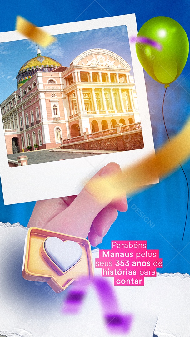 Story Parabéns Cidade de Manaus 353 Anos Social Media PSD Editável