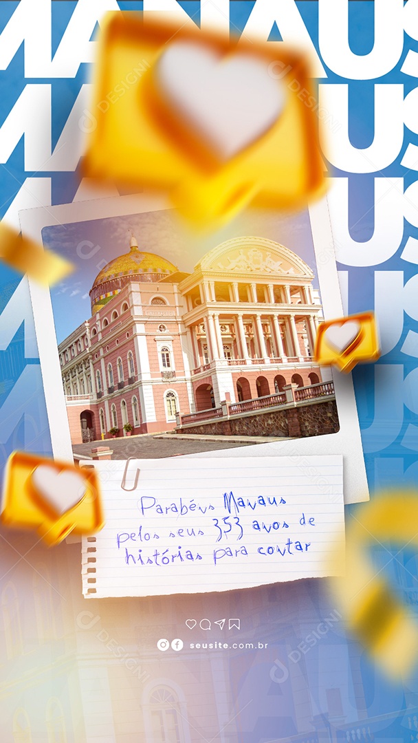 Story Social Media Parabéns Cidade de Manaus 353 Anos PSD Editável