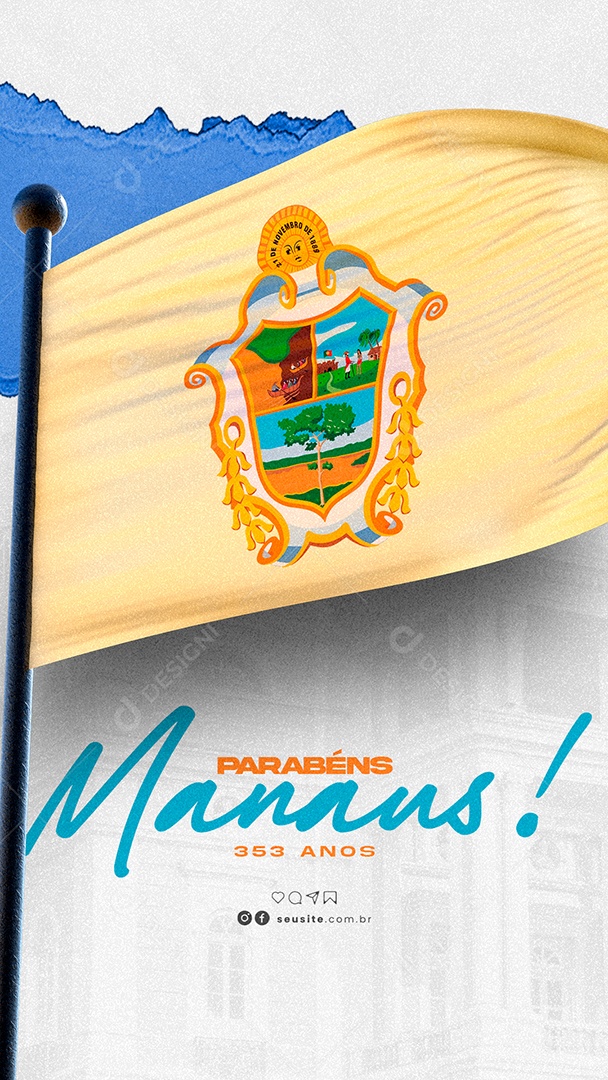 Story Parabéns Cidade de Manaus 353 Anos Social Media PSD Editável