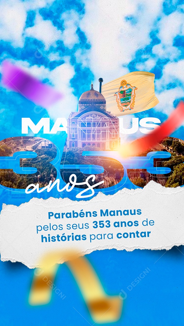 Story Parabéns Cidade de Manaus Pelos seus 353 Anos Social Media PSD Editável