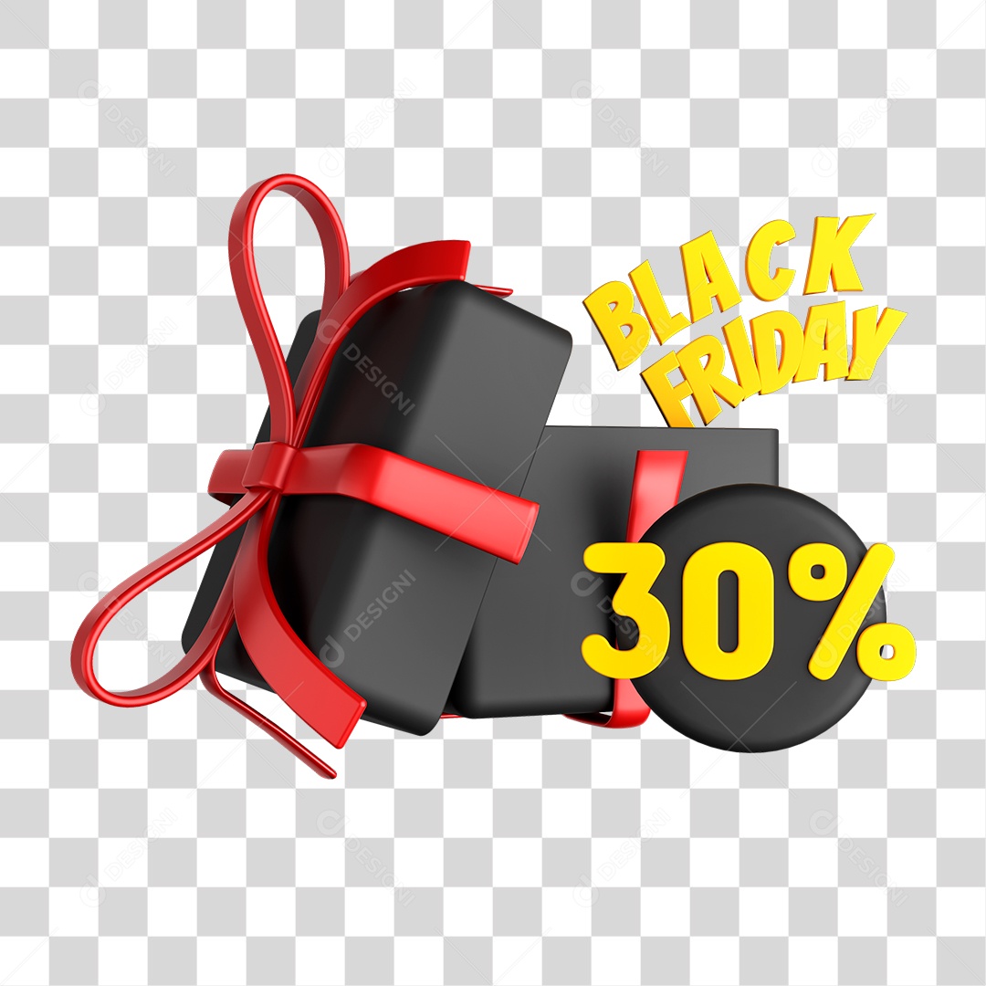 Caixa de Presente Desconto Black Friday 3D PNG sem Fundo
