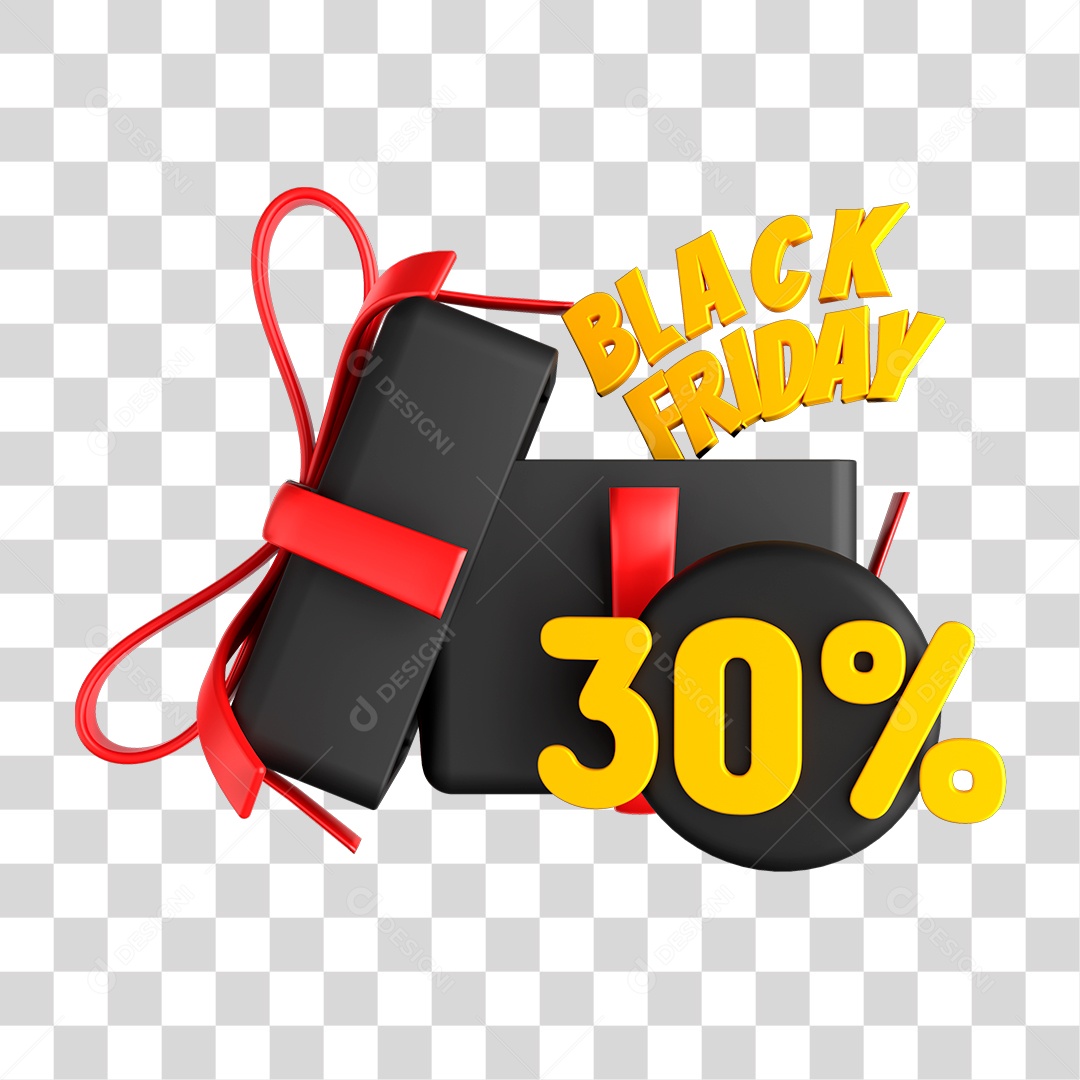 Caixa de Presente Black Friday Desconto PNG 3D sem Fundo
