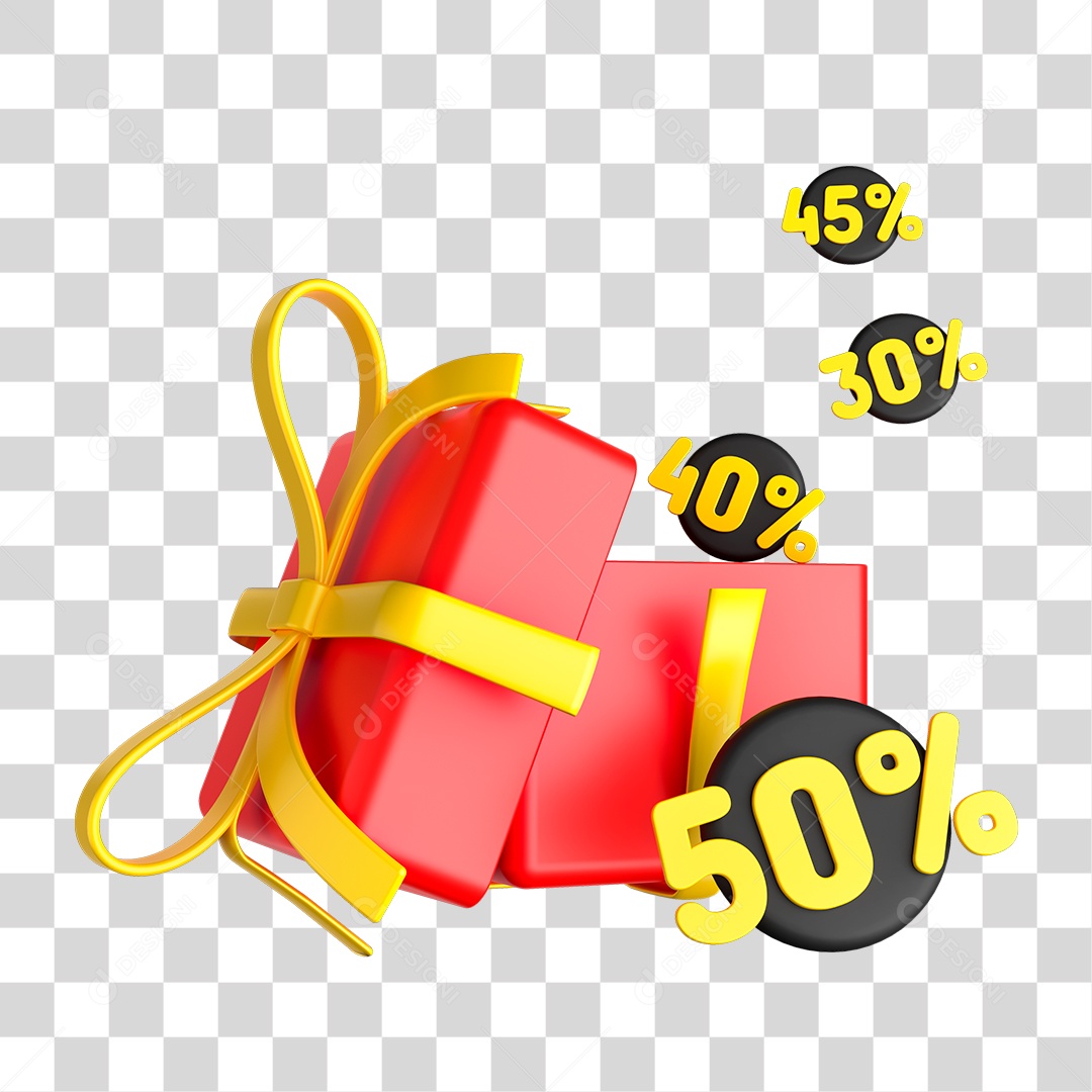 Caixa de Presente Desconto Black Friday PNG 3D sem Fundo
