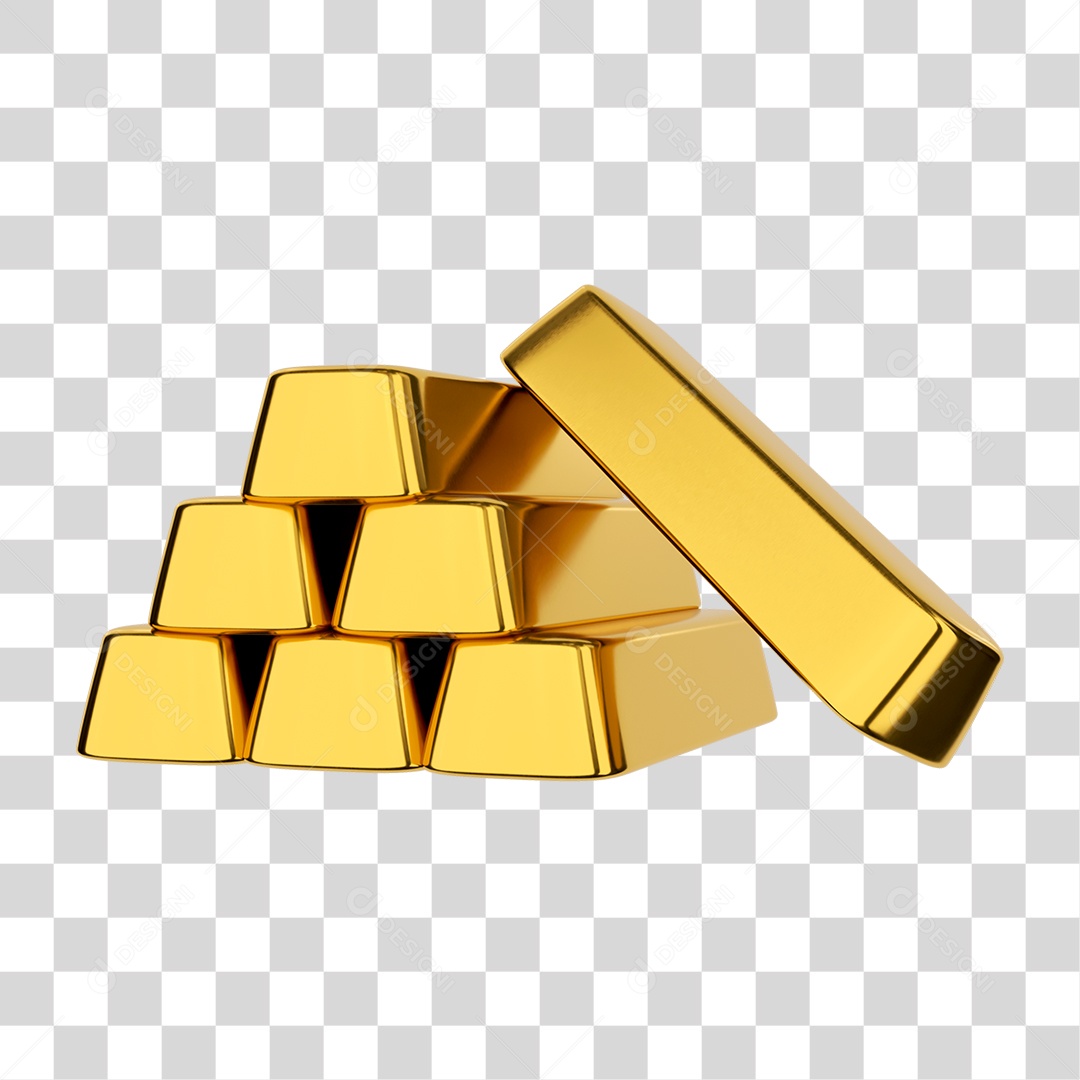 Ícone de Barra de Ouro 3D Sem Fundo PNG