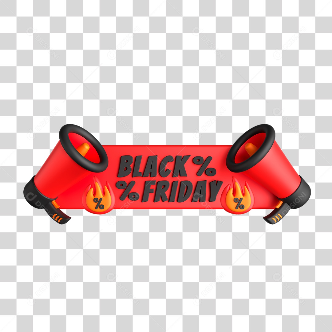 Ícone de Black Friday 3D PNG sem Fundo