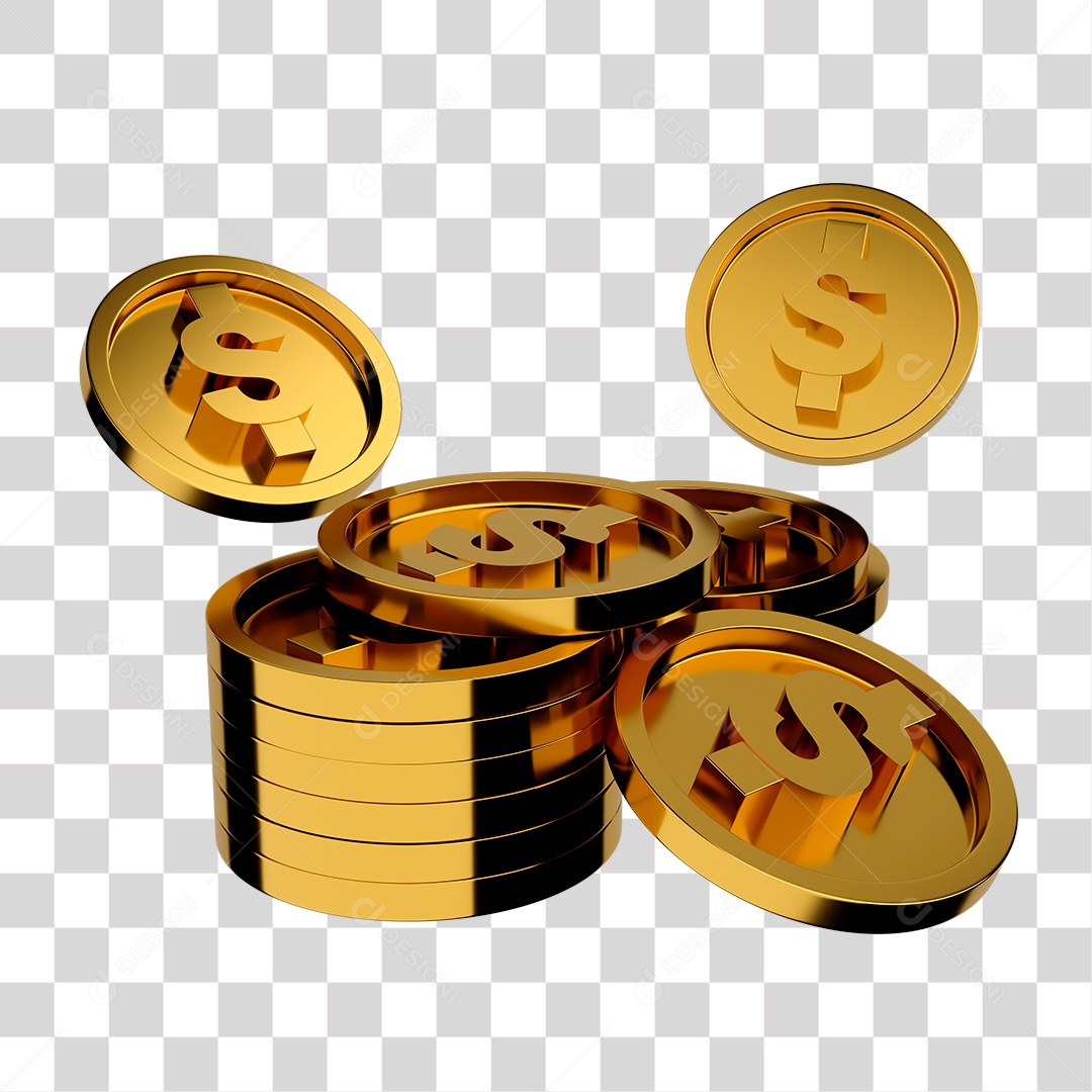 Ícone de Moeda de Ouro 3D PNG sem Fundo