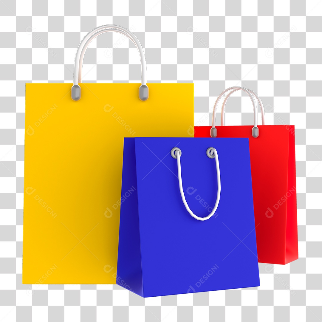 Ícone de Sacola de Compras sem Fundo  3D PNG