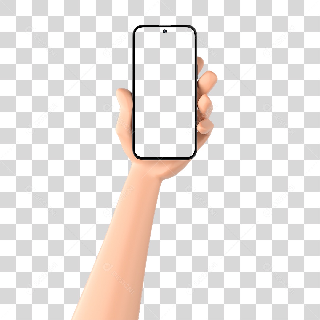 Mão Cartoon 3D PNG Celular sem Fundo
