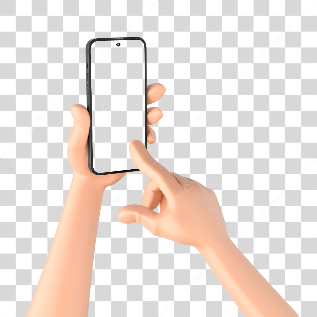 Mão Cartoon Celular 3D PNG sem Fundo