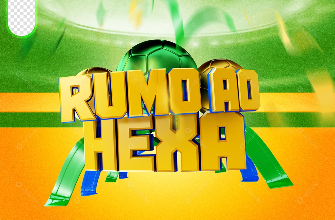 Selo 3D Para Composição Rumo Ao Hexa PSD