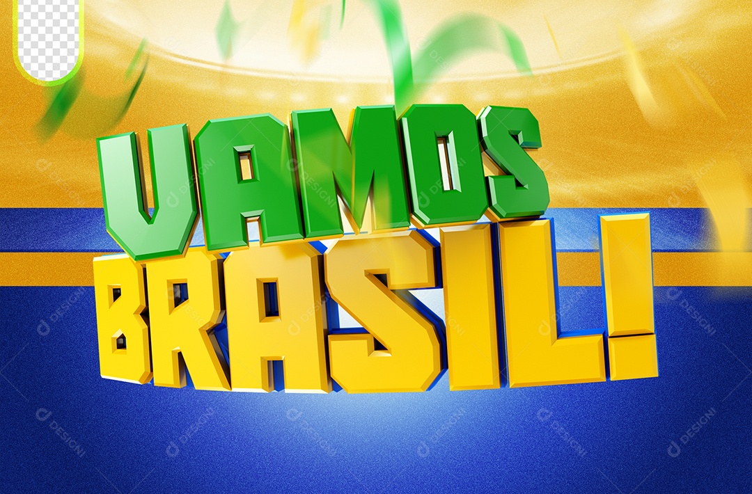 Selo 3D Para Composição Vamos Brasil PSD