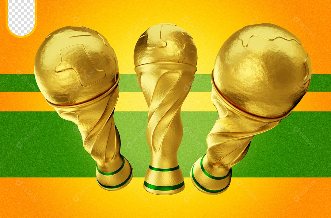 Elemento 3D Para Composição Taça Da Copa Do Mundo Dourada PSD