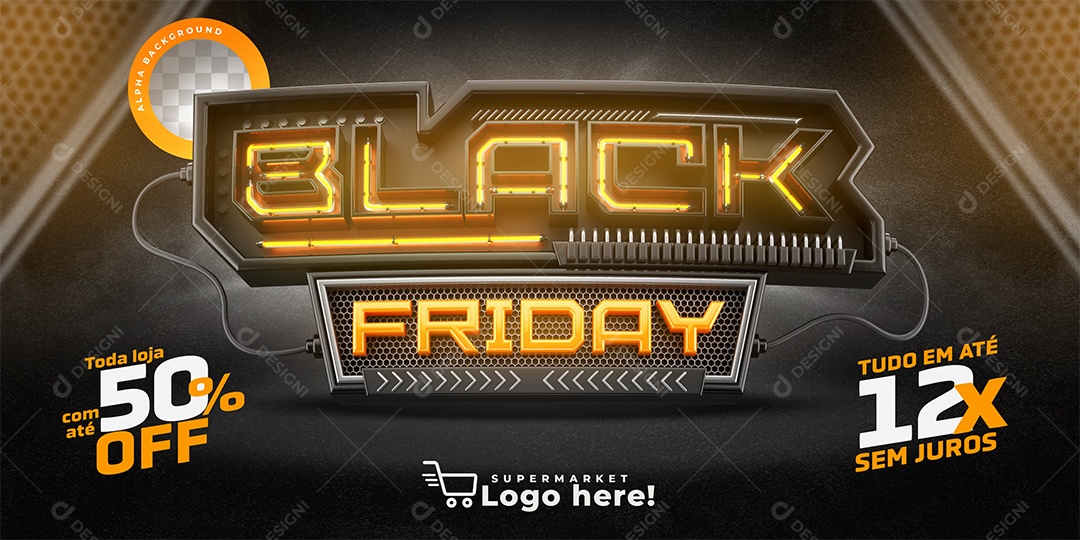 Selo 3D Para Composição Black Friday Promoções PSD