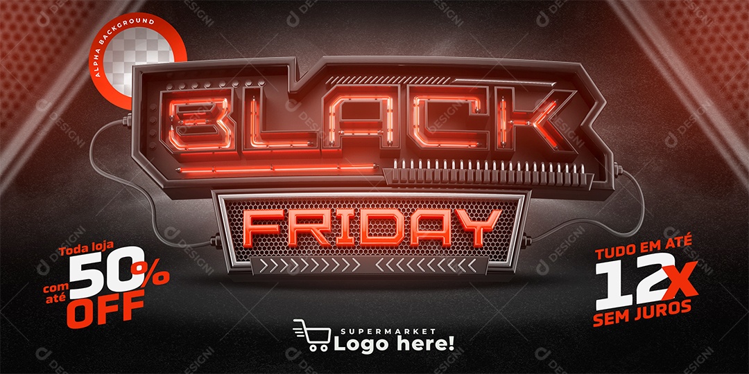 Selo 3D Para Composição Black Friday Promoções PSD