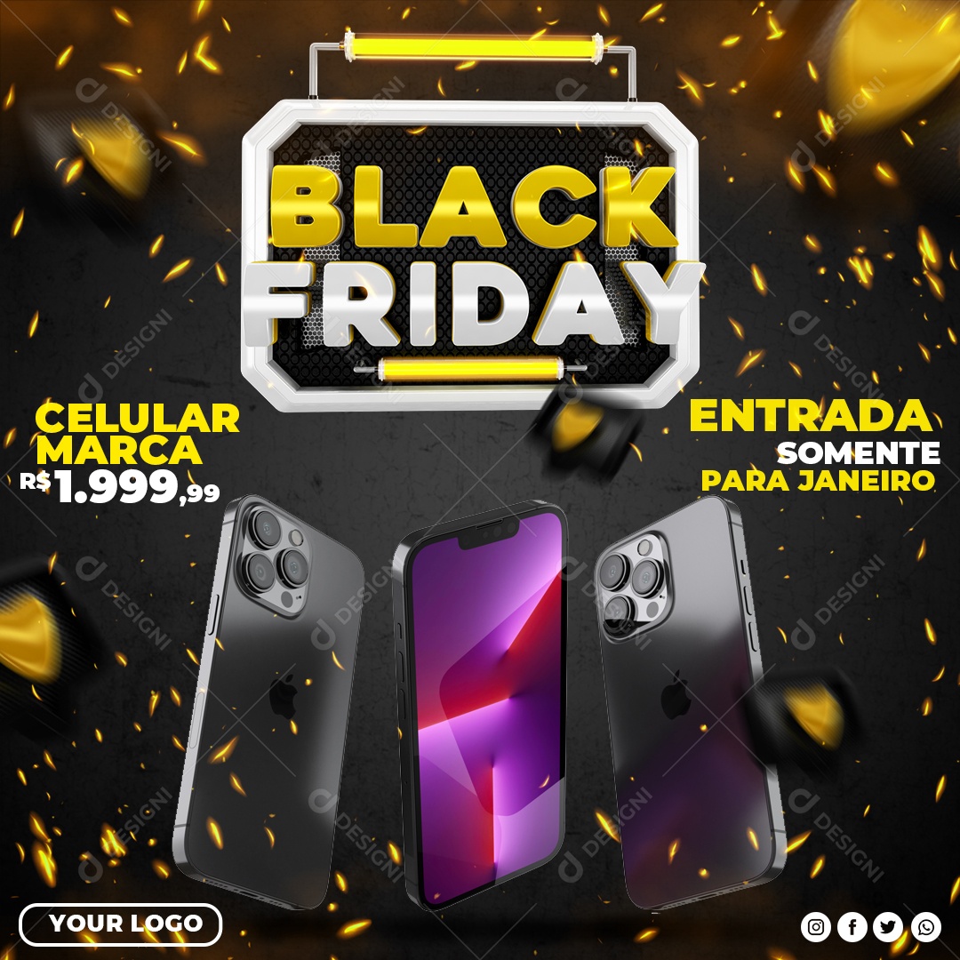 Black Friday Promoções Em Smartfones Social Media PSD Editável