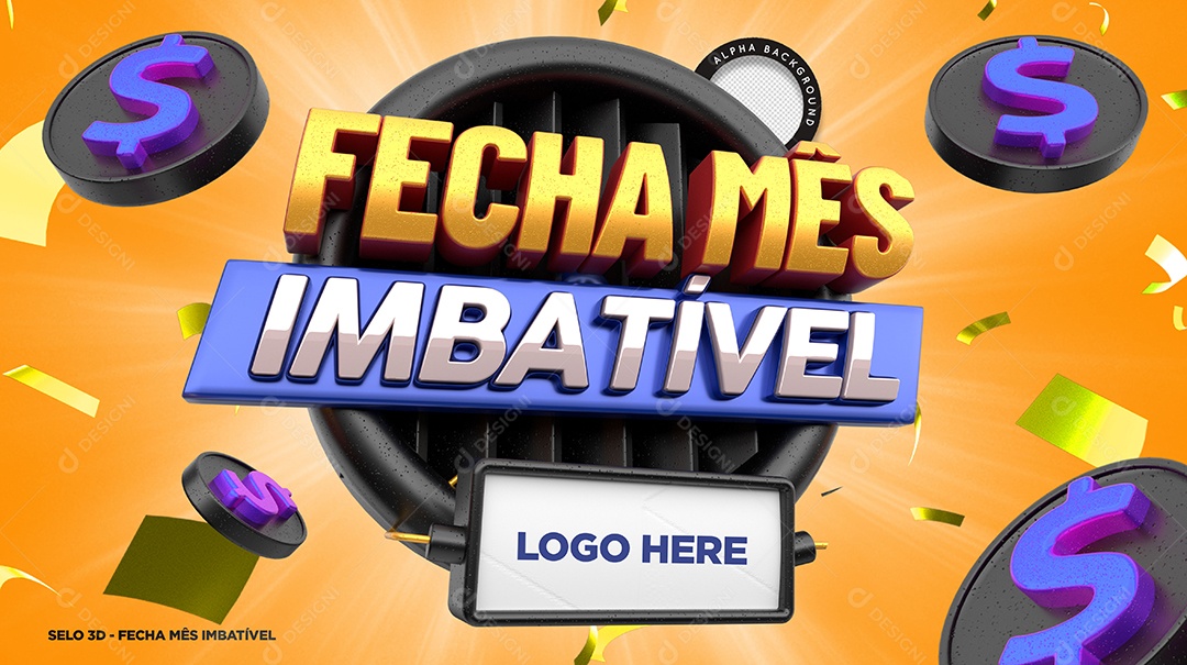 Selo 3D Para Composição Fecha Mês PSD
