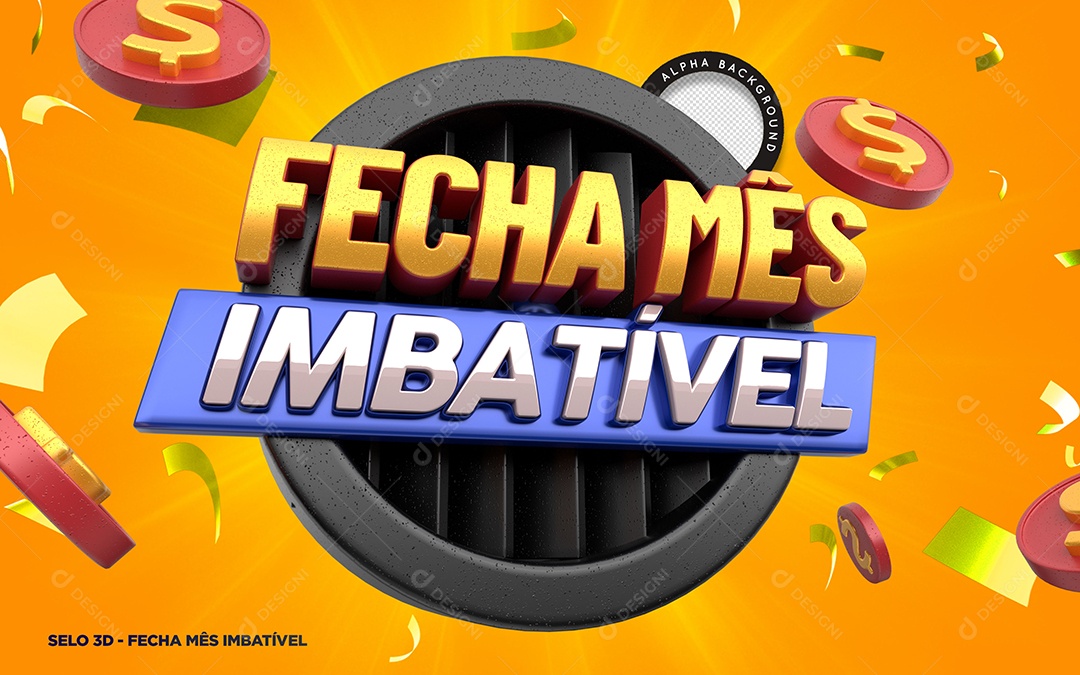 Selo 3D Para Composição Fecha Mês PSD