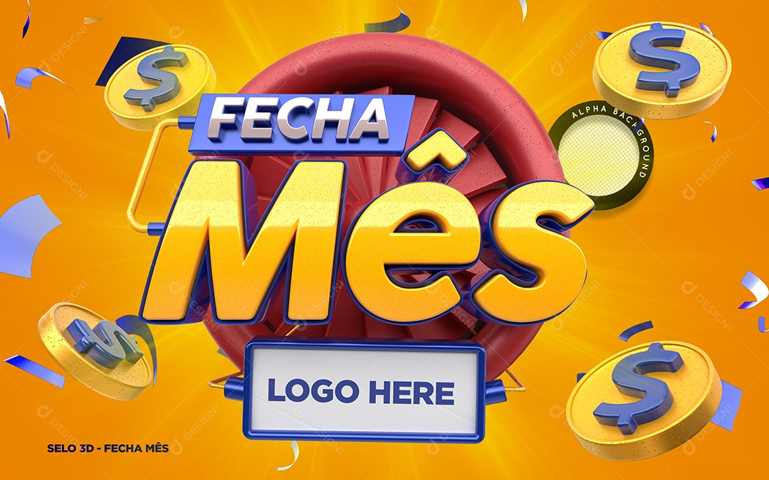 Selo 3D Para Composição Fecha Mês PSD