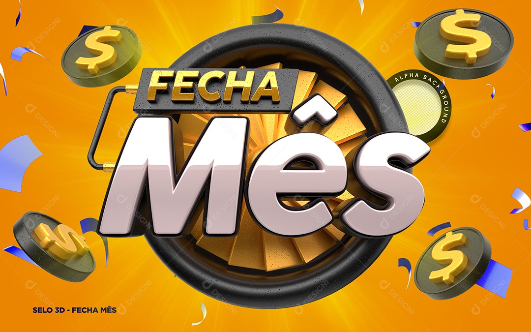 Selo 3D Para Composição Fecha Mês PSD